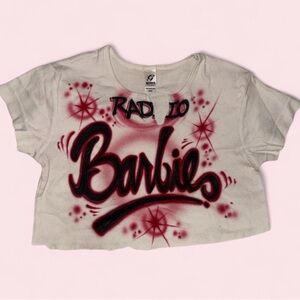 Barbie White and Red Graphic Crop Top